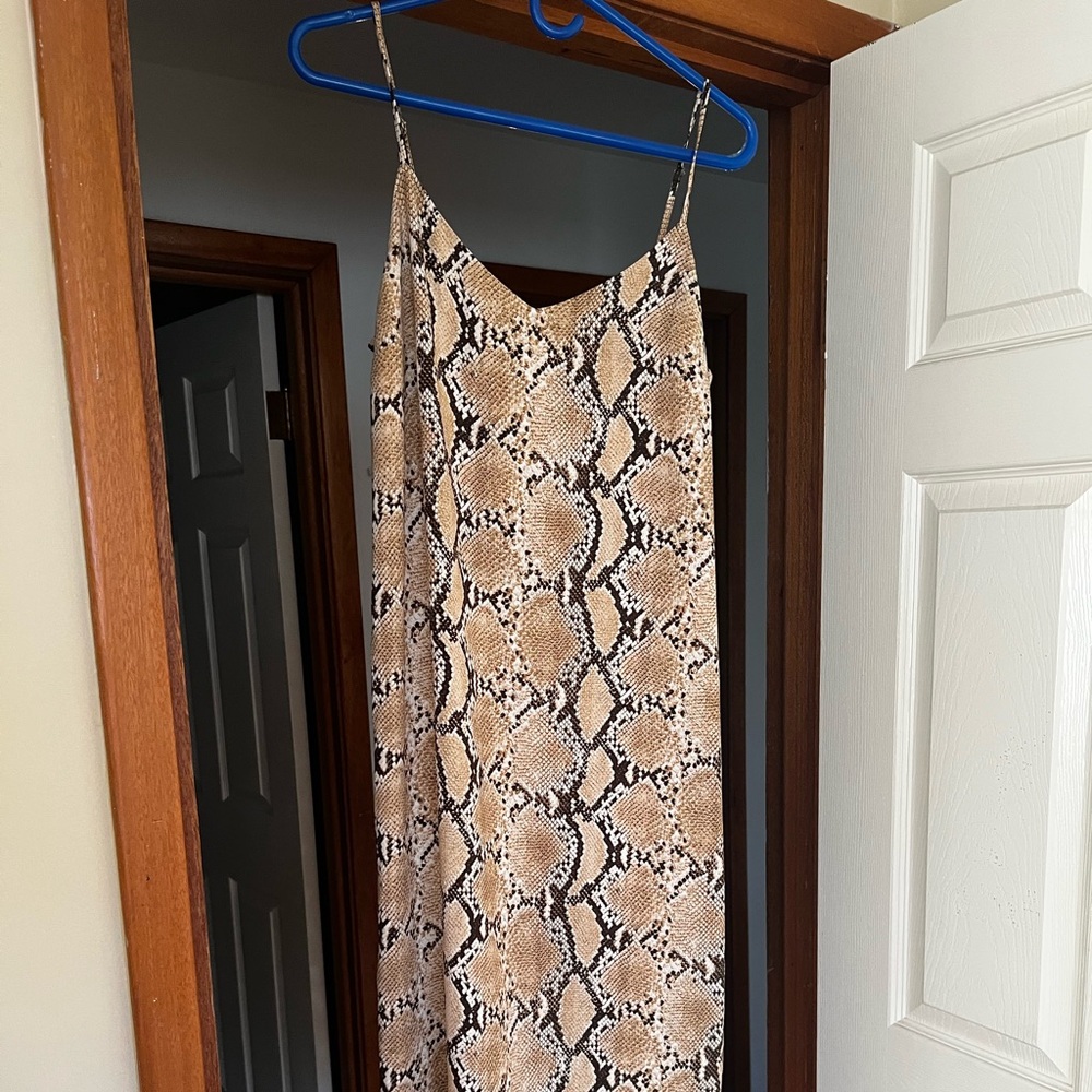 H&M Beige and Brown Snake Print Dress